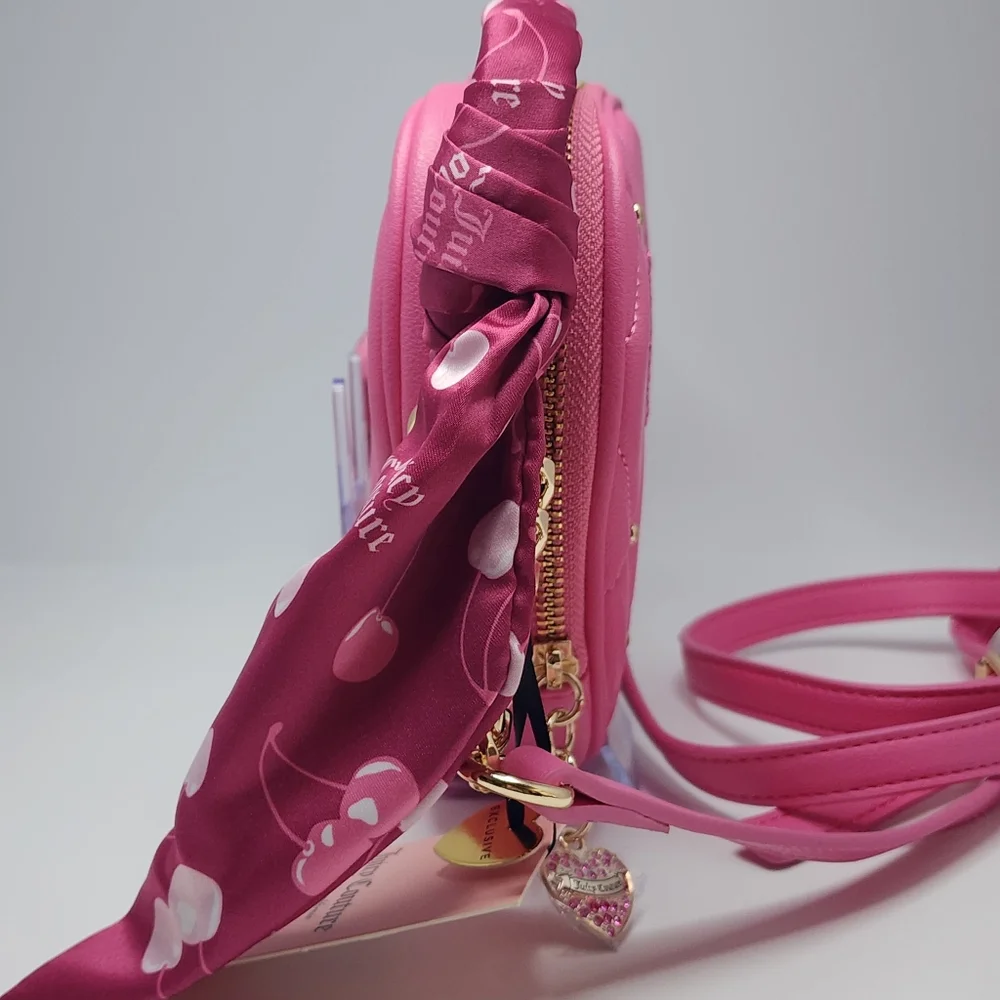 Juicy Couture Pink Quilted Heart Crossbody Bag NWT Gold Studs & JC Logo